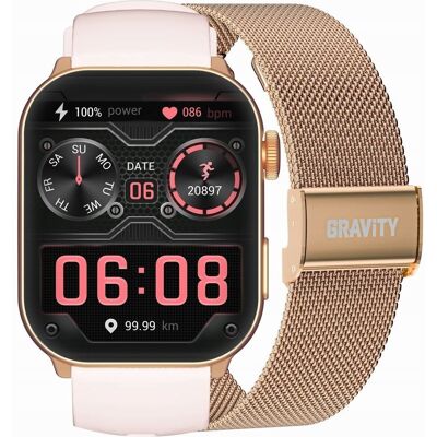 Smartwatch Damski GRAVITY GT28-6 Pasek + Bransoleta Różowe złoto Różowy Smartwatch Damski GRAVITY GT28-6 Pasek + Bransoleta Różowe złoto Różowy