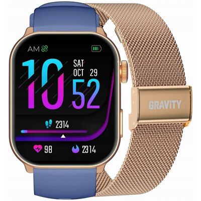 Smartwatch Damski GRAVITY GT28-8 Pasek + Bransoleta Różowe złoto Granatowy Smartwatch Damski GRAVITY GT28-8 Pasek + Bransoleta Różowe złoto Granatowy