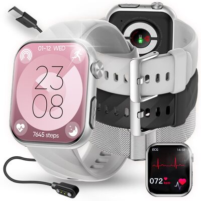 JG Smart SMARTWATCH DAMSKI ZEGAREK POLSKIE MENU ROZMOWY POWIADOMIENIA EKG SREBRNY PL JG Smart SMARTWATCH DAMSKI ZEGAREK POLSKIE MENU ROZMOWY POWIADOMIENIA EKG SREBRNY PL