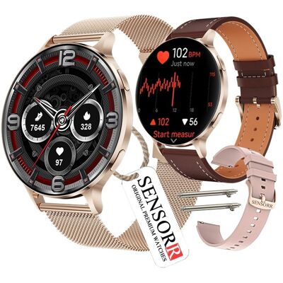 SENSORR SMARTWATCH DAMSKI ZEGAREK ROZMOWY PULSOMETR MONITORING SNU KROKOMIERZ 3 PASKI SUPER CIENKI SENSORR SMARTWATCH DAMSKI ZEGAREK ROZMOWY PULSOMETR MONITORING SNU KROKOMIERZ 3 PASKI SUPER CIENKI