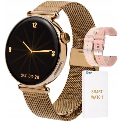 Bartomtime Smartwatch Damski Zegarek złoty AMOLED Menu PL 3paski rozmowy EKG kroki sen Bartomtime Smartwatch Damski Zegarek złoty AMOLED Menu PL 3paski rozmowy EKG kroki sen