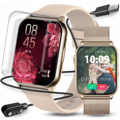 Inny producent SMARTWATCH DAMSKI ZEGAREK ZŁOTY POLSKIE MENU ROZMOWY CIŚNIENIE PULS SPORT Inny producent SMARTWATCH DAMSKI ZEGAREK ZŁOTY POLSKIE MENU ROZMOWY CIŚNIENIE PULS SPORT