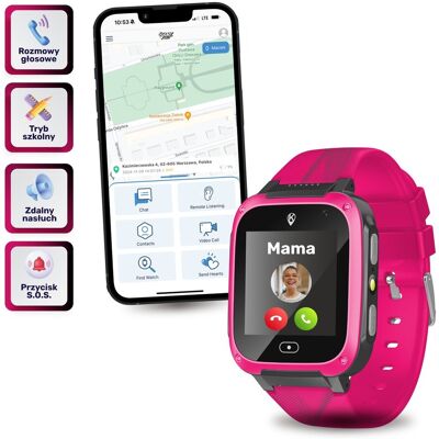 Smartwatch dla dziecka KiDiZ Basic różowy Smartwatch dla dziecka KiDiZ Basic różowy