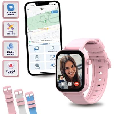 Smartwatch dla dziecka, Kidiz Plus, różowy Smartwatch dla dziecka, Kidiz Plus, różowy