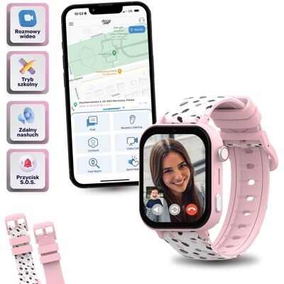 Smartwatch dla dziecka, Kidiz Premium, różowy Smartwatch dla dziecka, Kidiz Premium, różowy