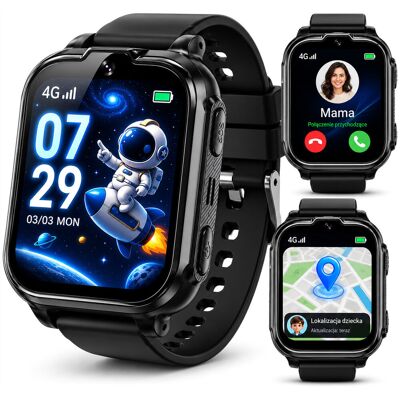 Rubicon Smartwatch dziecięcy czarny Lokalizator Kamera Video Rozmowy SOS SIM Rubicon Smartwatch dziecięcy czarny Lokalizator Kamera Video Rozmowy SOS SIM