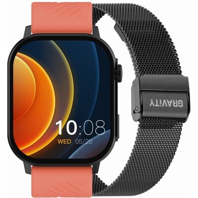 Smartwatch Gravity GT15-3 Czerwony Pasek Silikonowy + Czarna Bransoleta Smartwatch Gravity GT15-3 Czerwony Pasek Silikonowy + Czarna Bransoleta