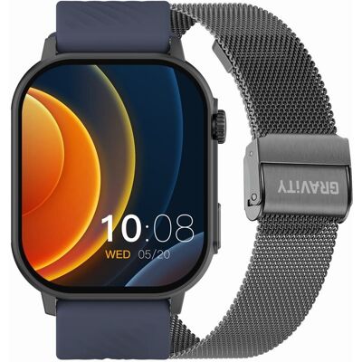 Smartwatch Gravity GT15-4 Niebieski Pasek Silikonowy + Tytanowa Bransoleta Smartwatch Gravity GT15-4 Niebieski Pasek Silikonowy + Tytanowa Bransoleta
