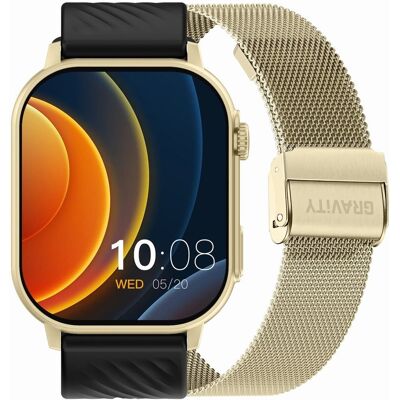 Smartwatch Gravity GT15-6 Czarny Pasek Silikonowy + Złota Bransoleta Smartwatch Gravity GT15-6 Czarny Pasek Silikonowy + Złota Bransoleta