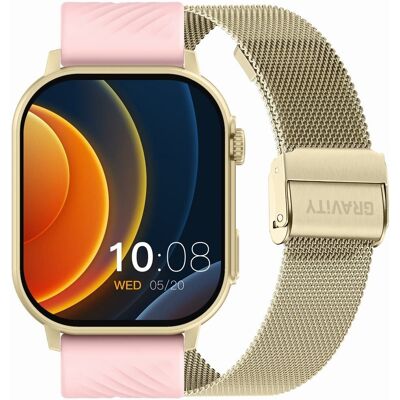 Smartwatch Gravity GT15-7 Różowy Pasek Silikonowy + Złota Bransoleta Smartwatch Gravity GT15-7 Różowy Pasek Silikonowy + Złota Bransoleta