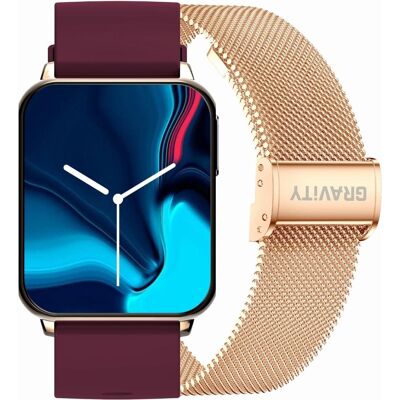 G. Rossi Smartwatch Gravity Różowe Złoto Bordowy 2 Paski GT17-6 G. Rossi Smartwatch Gravity Różowe Złoto Bordowy 2 Paski GT17-6