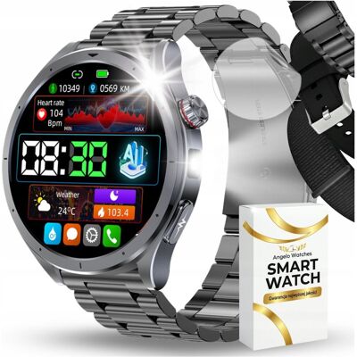 Smartwatch Męski Angelo Watches AT472 Glukoza EKG Ciśnienie Rozmowy AMOLED 1.53' Zestaw 3 Paski Smartwatch Męski Angelo Watches AT472 Glukoza EKG Ciśnienie Rozmowy AMOLED 1.53' Zestaw 3 Paski