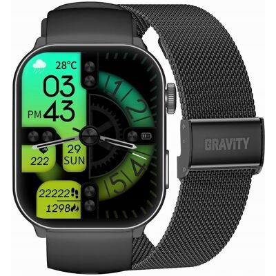 Smartwatch Męski GRAVITY GT28-1 Pasek + Bransoleta Czarny Smartwatch Męski GRAVITY GT28-1 Pasek + Bransoleta Czarny