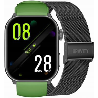 Smartwatch Męski GRAVITY GT28-4 Pasek + Bransoleta Zielono Czarny Smartwatch Męski GRAVITY GT28-4 Pasek + Bransoleta Zielono Czarny