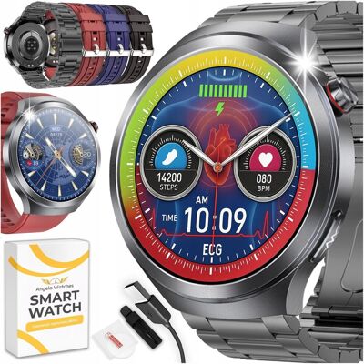 Angelo Watches SMARTWATCH MĘSKI POMIAR CUKRU EKG SKŁAD KRWI ROZMOWY MENU POLSKIE 4 PASKI Angelo Watches SMARTWATCH MĘSKI POMIAR CUKRU EKG SKŁAD KRWI ROZMOWY MENU POLSKIE 4 PASKI