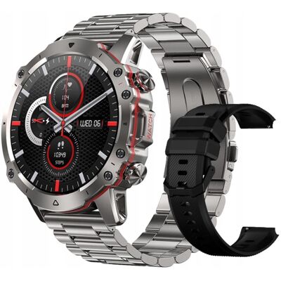 Smartwatch męski Rubicon RNCF18 srebrna bransoleta i czarny silikon Smartwatch męski Rubicon RNCF18 srebrna bransoleta i czarny silikon