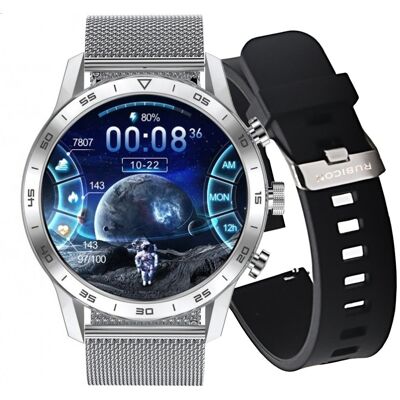 Smartwatch Rubicon RNCE84 Srebrny + Czarny Pasek Smartwatch Rubicon RNCE84 Srebrny + Czarny Pasek