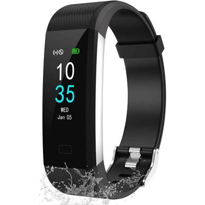 Smartwatch wodoszczelny IP68 krokomierz tętno tlen stres sportowy Czarny Smartwatch wodoszczelny IP68 krokomierz tętno tlen stres sportowy Czarny