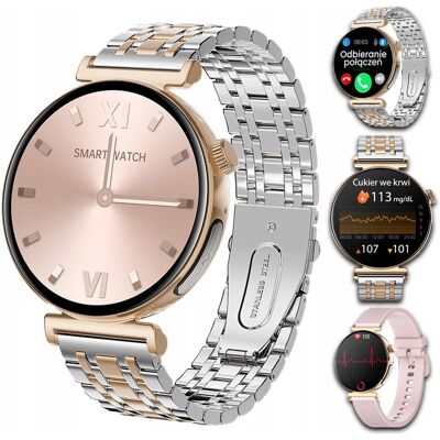 Smartwatch zegarek damski Ekg Glukoza Ciśnienie rozmowy menu PL JG Smart Smartwatch zegarek damski Ekg Glukoza Ciśnienie rozmowy menu PL JG Smart