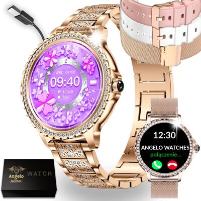 Angelo Watches SMARTWATCH ZEGAREK DAMSKI ELEGANCKI CYRKONIE POŁĄCZENIA POWIADOMIENIA PULS MENU POLSKIE Angelo Watches SMARTWATCH ZEGAREK DAMSKI ELEGANCKI CYRKONIE POŁĄCZENIA POWIADOMIENIA PULS MENU POLSKIE