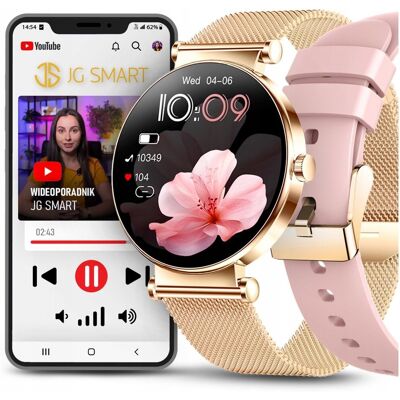 JG Smart SMARTWATCH ZEGAREK DAMSKI ROZMOWY MENU PL CIŚNIENIE POWIADOMIENIA 2 paski JG Smart SMARTWATCH ZEGAREK DAMSKI ROZMOWY MENU PL CIŚNIENIE POWIADOMIENIA 2 paski