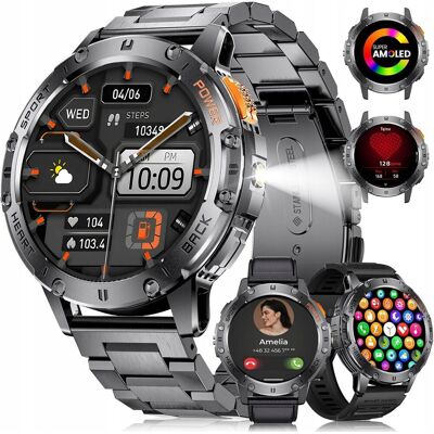 Lazird SMARTWATCH Zegarek Męski LATARKA Ciśnieniomierz ROZMOWY 530mAH AMOLED IP68 Lazird SMARTWATCH Zegarek Męski LATARKA Ciśnieniomierz ROZMOWY 530mAH AMOLED IP68