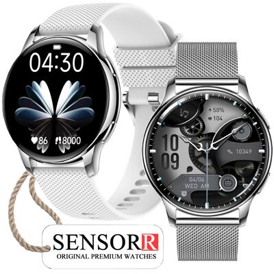 SREBRNY ZEGAREK SMARTWATCH DAMSKI ROZMOWY CIŚNIENIE PULSOMETR SEN KROKI POLSKIE MENU SENSORR SREBRNY ZEGAREK SMARTWATCH DAMSKI ROZMOWY CIŚNIENIE PULSOMETR SEN KROKI POLSKIE MENU SENSORR