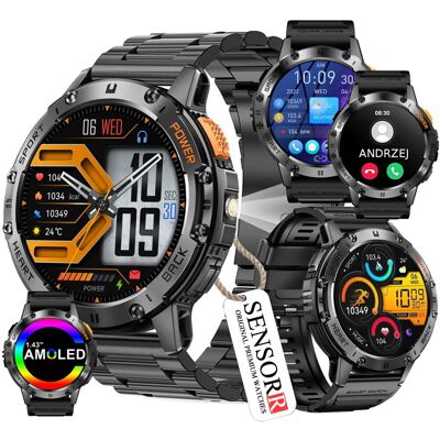 WOJSKOWY SMARTWATCH Zegarek Męski LATARKA Ciśnieniomierz ROZMOWY 530mAH AMOLED IP68 SENSORR WOJSKOWY SMARTWATCH Zegarek Męski LATARKA Ciśnieniomierz ROZMOWY 530mAH AMOLED IP68 SENSORR