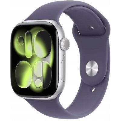 Zegarek Apple Watch Series 11 GPS 46mm Srebrna aluminiowa koperta z fioletowym paskiem Fog - S/M Zegarek Apple Watch Series 11 GPS 46mm Srebrna aluminiowa koperta z fioletowym paskiem Fog - S/M