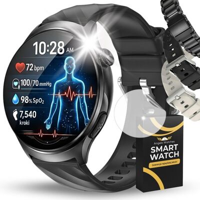 Angelo Watches Zegarek Smartwatch AT600 Męski Zegarek Kardiowatch AT472 EKG Ciśnienie Glukoza Rozmowy BT Menu PL Ekran AMOLED Zestaw Premium Angelo Watches Zegarek Smartwatch AT600 Męski Zegarek Kardiowatch AT472 EKG Ciśnienie Glukoza Rozmowy BT Menu PL Ekran AMOLED Zestaw Premium