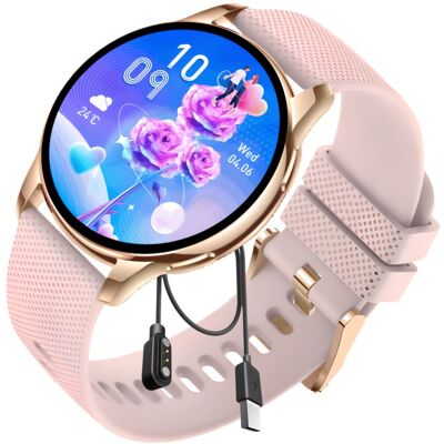 MAX Olkusz s.c. Zegarek Smartwatch, Damski Z Funkcja Rozmowy, Złoty AMOLED MAX Olkusz s.c. Zegarek Smartwatch, Damski Z Funkcja Rozmowy, Złoty AMOLED