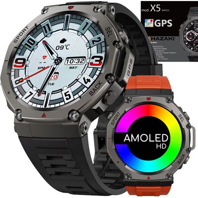 ZEGAREK SMARTWATCH HAZAKI X5 AMOLED GPS WR50m 5BAR GORILLA GLASS 5 BT 5.4 ZEGAREK SMARTWATCH HAZAKI X5 AMOLED GPS WR50m 5BAR GORILLA GLASS 5 BT 5.4