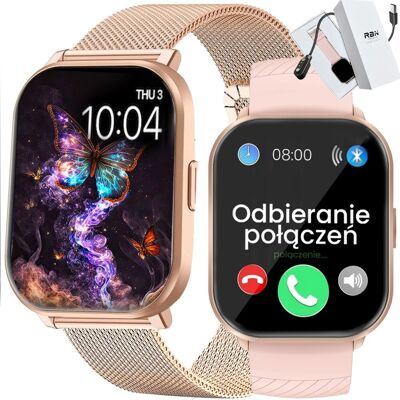 Zegarek SMARTWATCH Rubicon F34PROF złoty + różowy pasek Zegarek SMARTWATCH Rubicon F34PROF złoty + różowy pasek