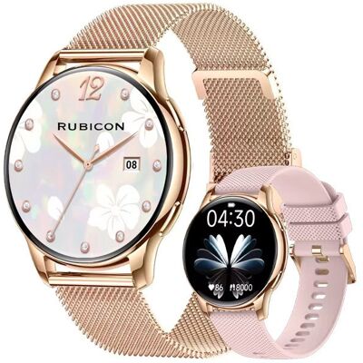 Zegarek SMARTWATCH Rubicon RNCF30 rose gold bransoleta + pasek - Z ROZMOWAMI 300mAh krokomierz puls Zegarek SMARTWATCH Rubicon RNCF30 rose gold bransoleta + pasek - Z ROZMOWAMI 300mAh krokomierz puls