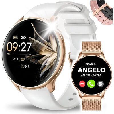 Angelo Watches ZESTAW SMARTWATCH ZEGAREK DAMSKI LUXURY ROZMOWY KROKI CIŚNIENIE ZDROWIE MENU PL Angelo Watches ZESTAW SMARTWATCH ZEGAREK DAMSKI LUXURY ROZMOWY KROKI CIŚNIENIE ZDROWIE MENU PL