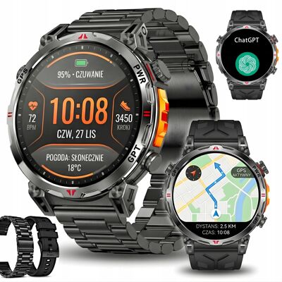 Rubicon SMARTWATCH MĘSKI ZEGAREK AMOLED GPS ROZMOWY CHAT GPT AI 650mAh 2 PASKI Rubicon SMARTWATCH MĘSKI ZEGAREK AMOLED GPS ROZMOWY CHAT GPT AI 650mAh 2 PASKI