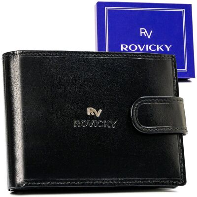 Antykradzieżowy portfel męski ze skóry naturalnej z ochroną kart RFID Rovicky, czarny Antykradzieżowy portfel męski ze skóry naturalnej z ochroną kart RFID Rovicky, czarny