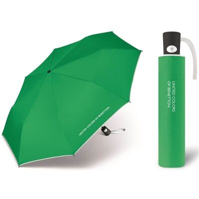 Automatyczna parasolka do torebki BENETTON z kontrastową lamówką, zielona Automatyczna parasolka do torebki BENETTON z kontrastową lamówką, zielona