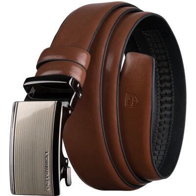 Automatyczny skórzany pasek męski do spodni brązowy 95 PETERSON elegancki modny casualowy Automatyczny skórzany pasek męski do spodni brązowy 95 PETERSON elegancki modny casualowy