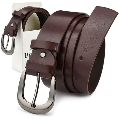 Beltimore skórzany damski pasek do spodni 4 cm burgundowy A72 fioletowy r.110-125 cm Beltimore skórzany damski pasek do spodni 4 cm burgundowy A72 fioletowy r.110-125 cm