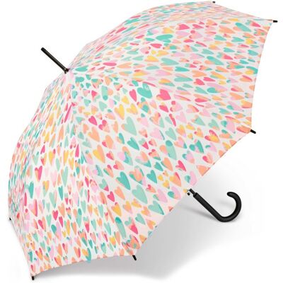 United Benetton 59040 parasolka automat parasol damski biały w kolorowe serca United Benetton 59040 parasolka automat parasol damski biały w kolorowe serca