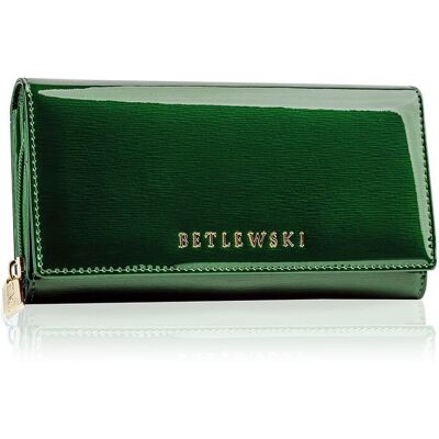 Betlewski, Portfel Skórzany Damski, Zielony, 10x19,5 Cm Betlewski, Portfel Skórzany Damski, Zielony, 10x19,5 Cm