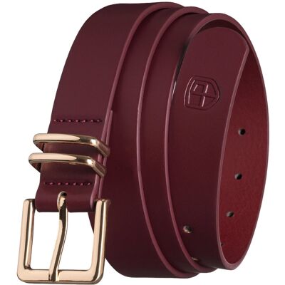 Bordowy pasek damski PETERSON elegancki klasyczny złota klamra casualowy do spodni sukienki skóra ekologiczna Bordowy pasek damski PETERSON elegancki klasyczny złota klamra casualowy do spodni sukienki skóra ekologiczna