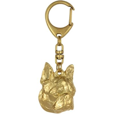 Boston Terrier, Boston Bull Terrier - pozłocony brelok do kluczy z psem, ozdoba torebki, luksusowy dodatek marki Art-Dog Boston Terrier, Boston Bull Terrier - pozłocony brelok do kluczy z psem, ozdoba torebki, luksusowy dodatek marki Art-Dog