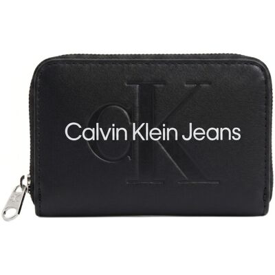 Calvin Klein Jeans Portfel Damski Mały Czarny Biały Logo Skóra Ekologiczna Calvin Klein Jeans Portfel Damski Mały Czarny Biały Logo Skóra Ekologiczna