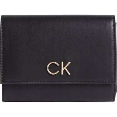 Calvin klein portfel damski re-lock trifold czarny Calvin klein portfel damski re-lock trifold czarny