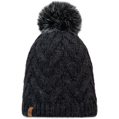Czapka zimowa z pomponem Buff Knitted & Fleece Band Beanie Caryn Graphite Czapka zimowa z pomponem Buff Knitted & Fleece Band Beanie Caryn Graphite