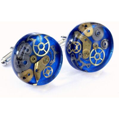 Drobiny Czasu, Spinki do mankietów, Mechanical blue Drobiny Czasu, Spinki do mankietów, Mechanical blue