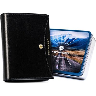 Duży portfel męski na karty i dokumenty skóra naturalna elegancki RFID Protect Peterson, czarny Duży portfel męski na karty i dokumenty skóra naturalna elegancki RFID Protect Peterson, czarny