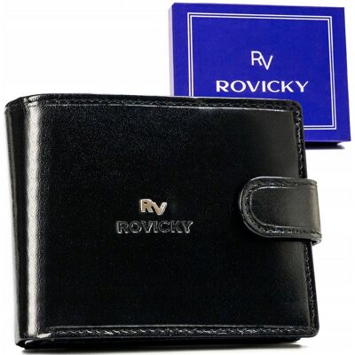 Duży, skórzany portfel męski na zatrzask - Rovicky Duży, skórzany portfel męski na zatrzask - Rovicky